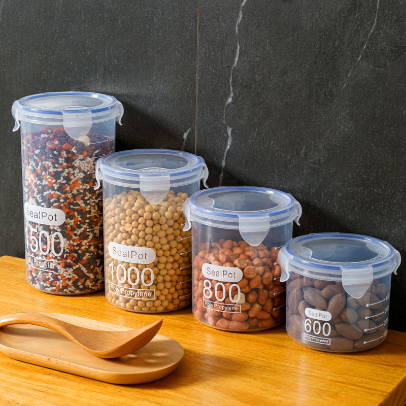 Plastic Multigrain Jar Kitchen Food Sealed Jar Storage Transparent Storage Sealed Storage Box Milk Powder Can Five Grain Milk Application Scenario