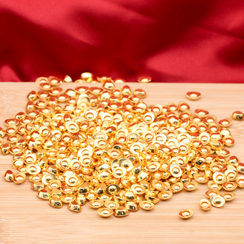 中式元宝沙金小元宝仿真迷你金条金属工艺品饰品配件聚宝盆装饰品