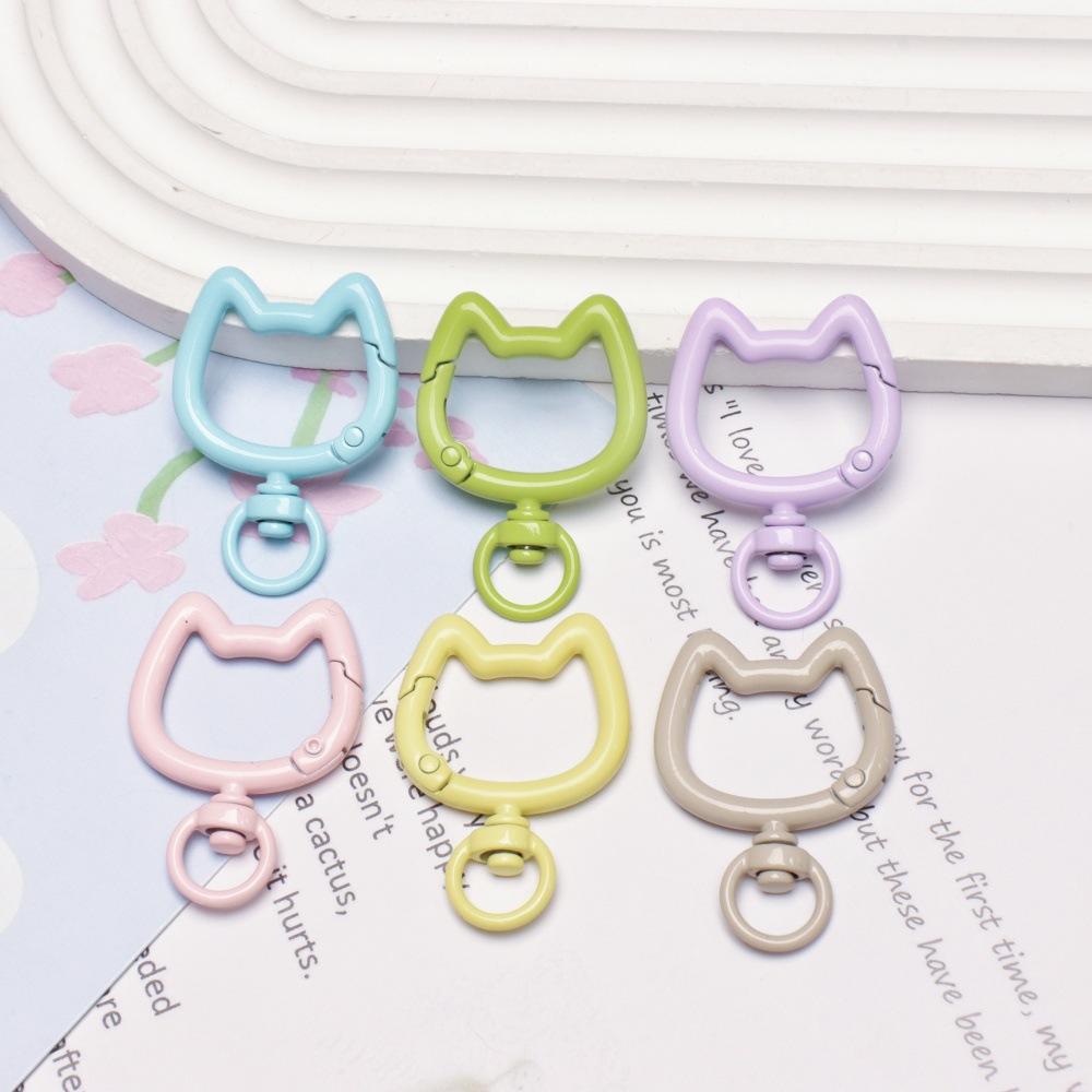 彩色锌合金猫头弹簧扣diy饰品配件手工材料百搭包包玩偶钥匙扣详情6