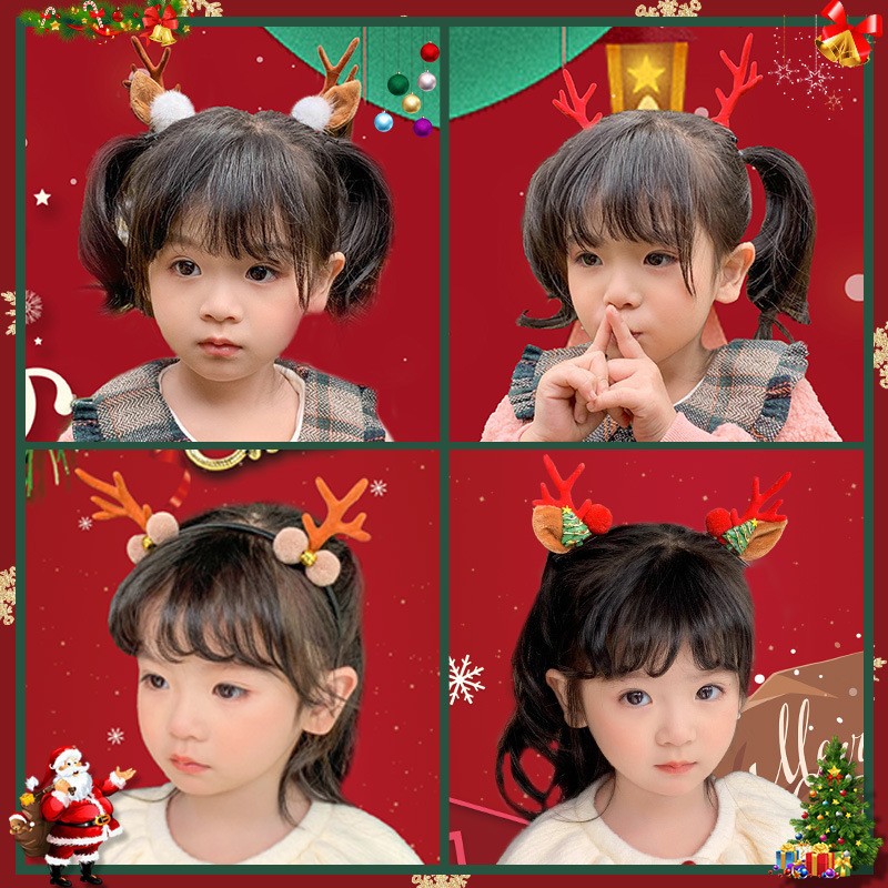New Christmas Antler Hair Clip Hair Accessories Children Clip Girl Korean Net Red Cartoon Moose Hair Card Hair Accessories Wholesale Application Scenario