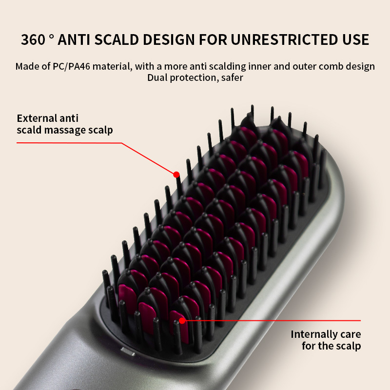 New charging hair straightening comb, wireless portable travel lazy person electric comb, negative ion non-damaging hair straightening and curling dual-purpose hair straightening device Application Scenario