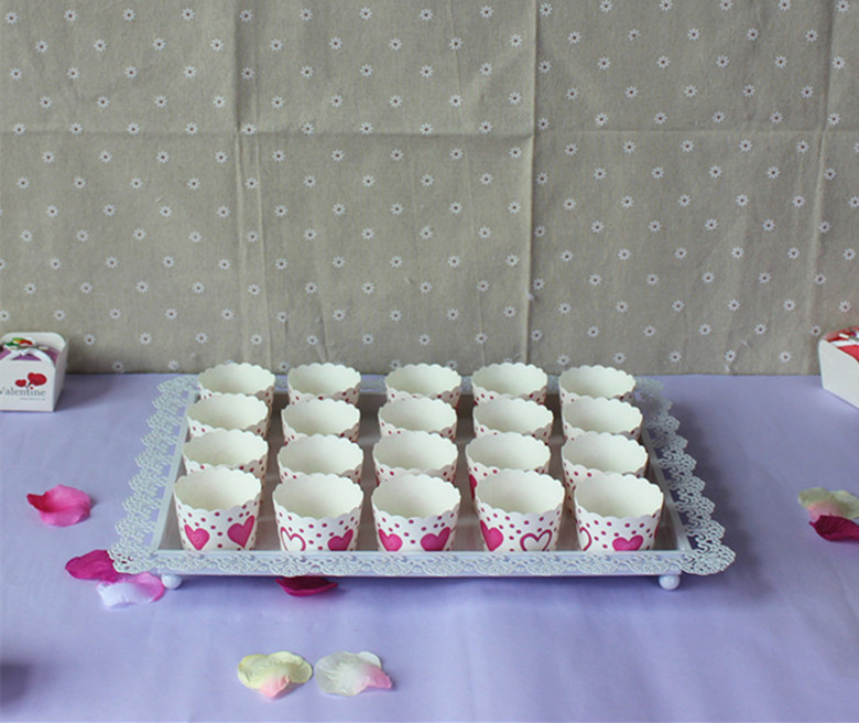 European Tray Rectangular Pastry Plate Iron Cake Plate Dessert Display Square Plate Lace Lace Tea Plate White Flat Plate details Picture