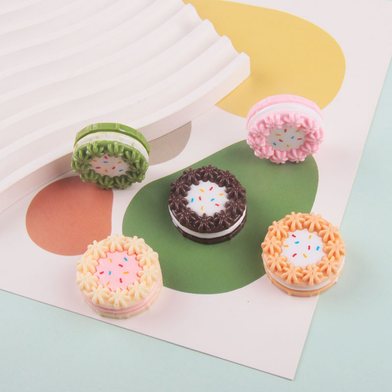 Cute colorful needle macaron cookies, new resin accessories, cream glue ornaments, diy phone cases, hair clips, handcrafted details Picture