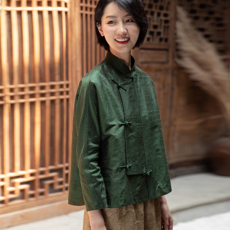 新中式小众设计衬衫中国风复古文艺斜襟盘扣长袖上衣女式秋装衬衣