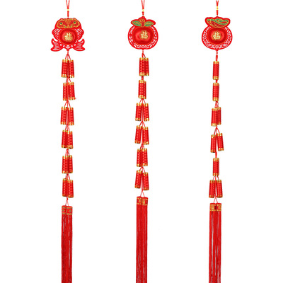 Festive Supplies For The Chinese New Year Fu Word Firecracker Pendant Tassel Fine Chinese Knot Silk String Firecracker Pendant Manufacturers Wholesale Item Picture