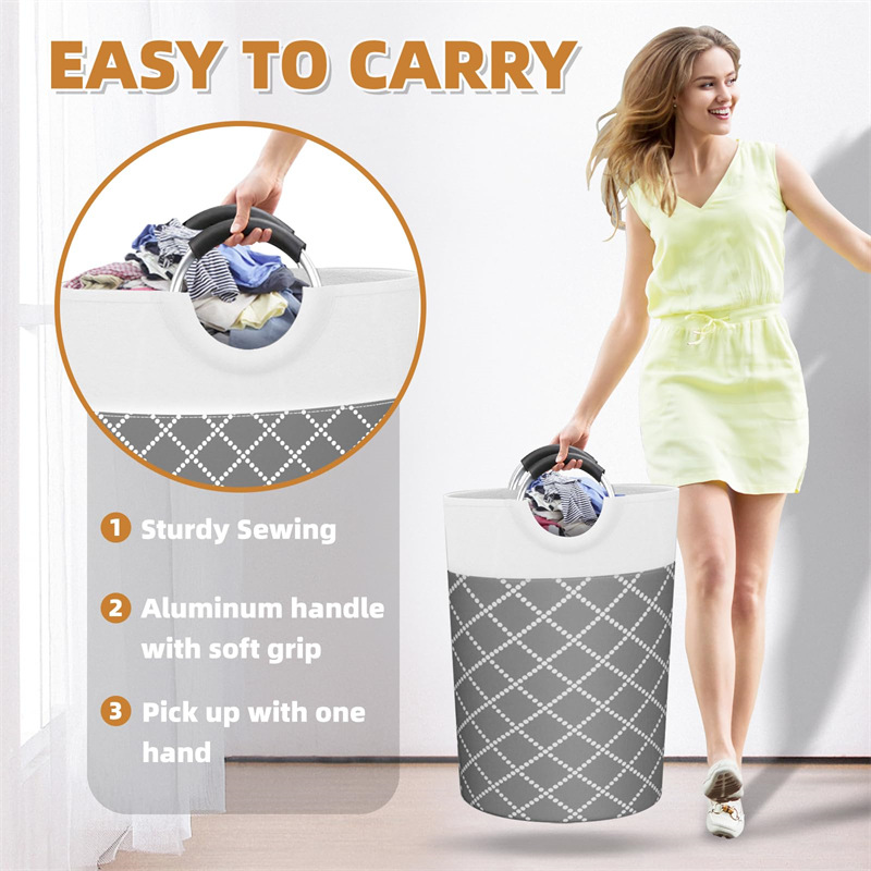 Large Capacity Foldable Waterproof Laundry Basket Cross-Border Cylinder Arrangement Storage Bucket Diamond-Printed Moisture-Proof Laundry Basket Application Scenario