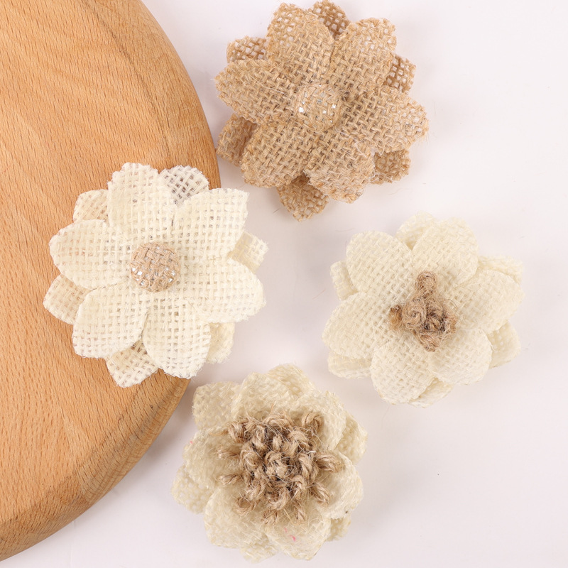 人气热销 麻布花  纯手工diy，饰品装饰 服装配饰 简约复古