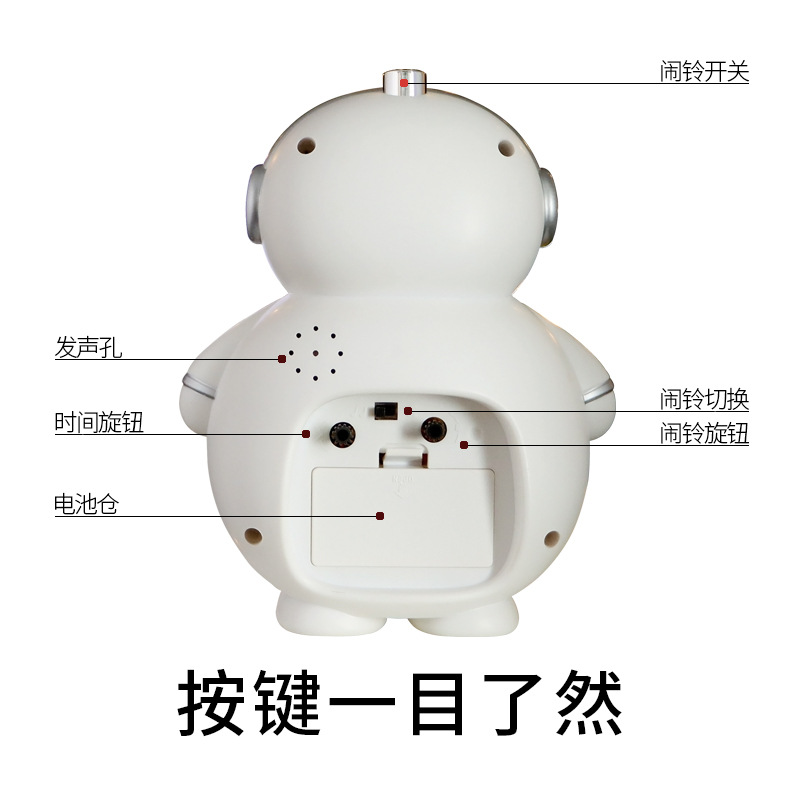 Astronaut creative children's alarm clock cartoon student astronaut alarm clock with timer function, cute kids scan seconds Specification image