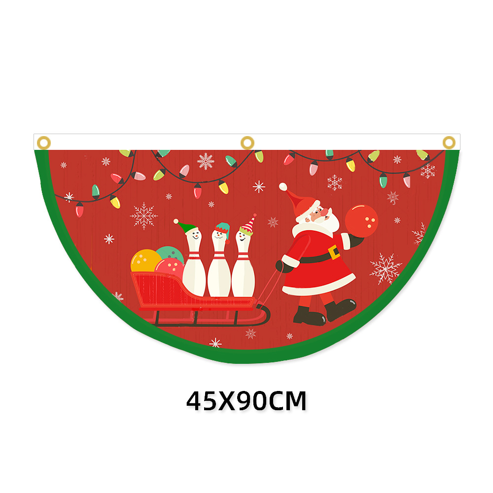 Customized cross-border Christma-themed fan flag digital printing polyester 45*90cm courtyard guardrail fan flag background fabric Item Picture