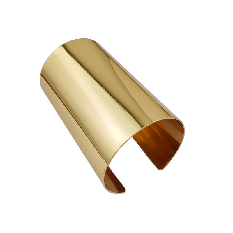 跨境热销 欧美新款金色银色宽开口金属手镯长光面夸张手饰批发