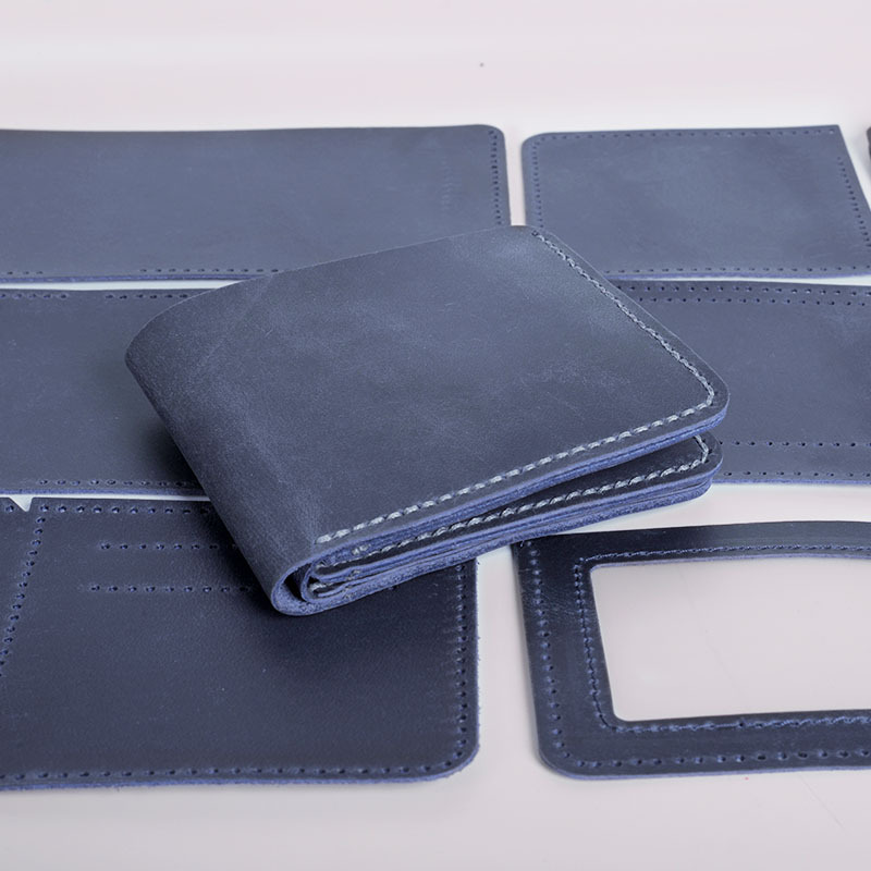 Vintage Art Diy Semi-Finished Material Bag Real Cowhide Short Men's Wallet Hand-Stitched Self-Made Money Clip Specification drawing