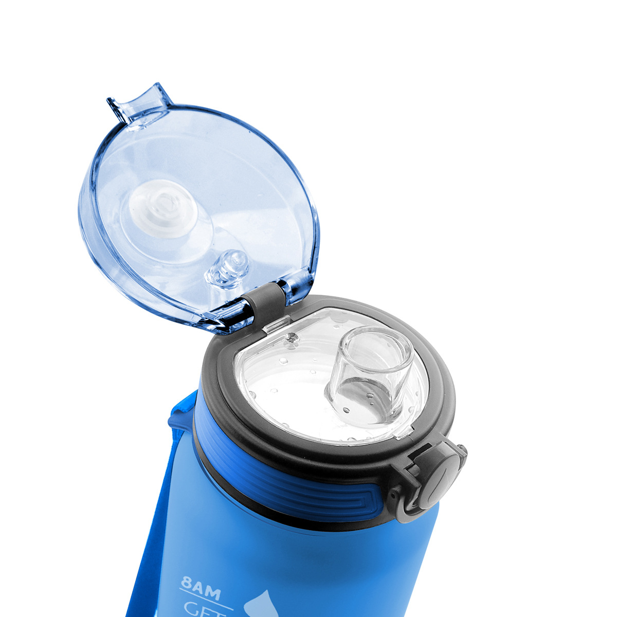 新款运动水壶创意太空杯渐变透明嘴杯子一键弹盖塑料杯便携随手杯