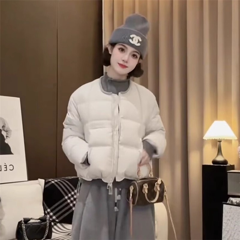 2025年冬季新款时尚短款羽绒服女小个子圆领加厚白鸭绒面包服外套详情1