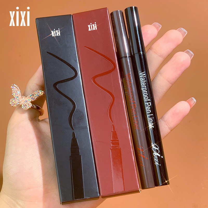 Xixi Eyeliner Waterproof And Sweat Resistant Extremely Fine Fiber Sponge Head Quick Drying Styling Novice Non-Smudging Light Brown Black Pen