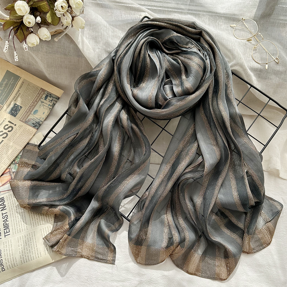Spring/Summer Thin Silk Scarf Senior Sense Women's Scarf Vertical Elegant Shawl Muslim Scarf Gift Box Specification drawing