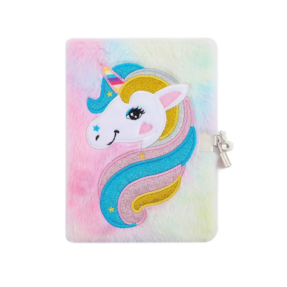 Qianyu Unicorn Cartoon Unicorn With Lock Plush Notebook Students Cute Diary Children Gift Book For Children Item Picture