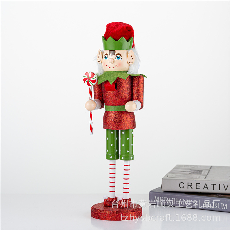 Sb58505 New 38Cm Red Wooden Nutcracker Elf Christmas Tabletop details Picture