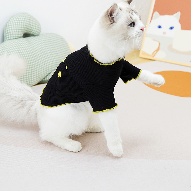 Pet cat naughty Bear base shirt Spring and summer short fur cat clothing, cat and dog pet clothes cross-border consignment details Picture