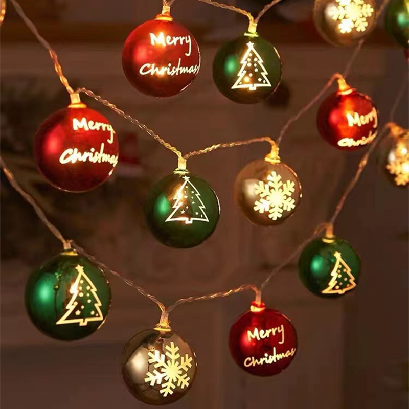 New led Christmas ball light string window display, living room electroplated ball pendant, colorful light string, room Christmas atmosphere decorative light
