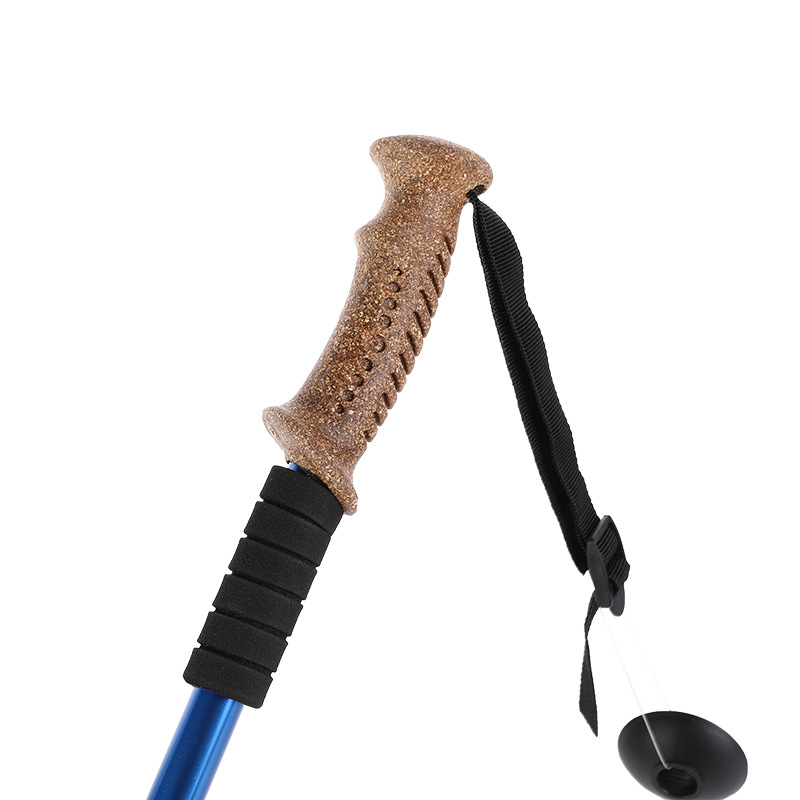 Small Cork Handle Aluminum Alloy Portable Collapsible Outdoor Hand Climbing Poles details Picture