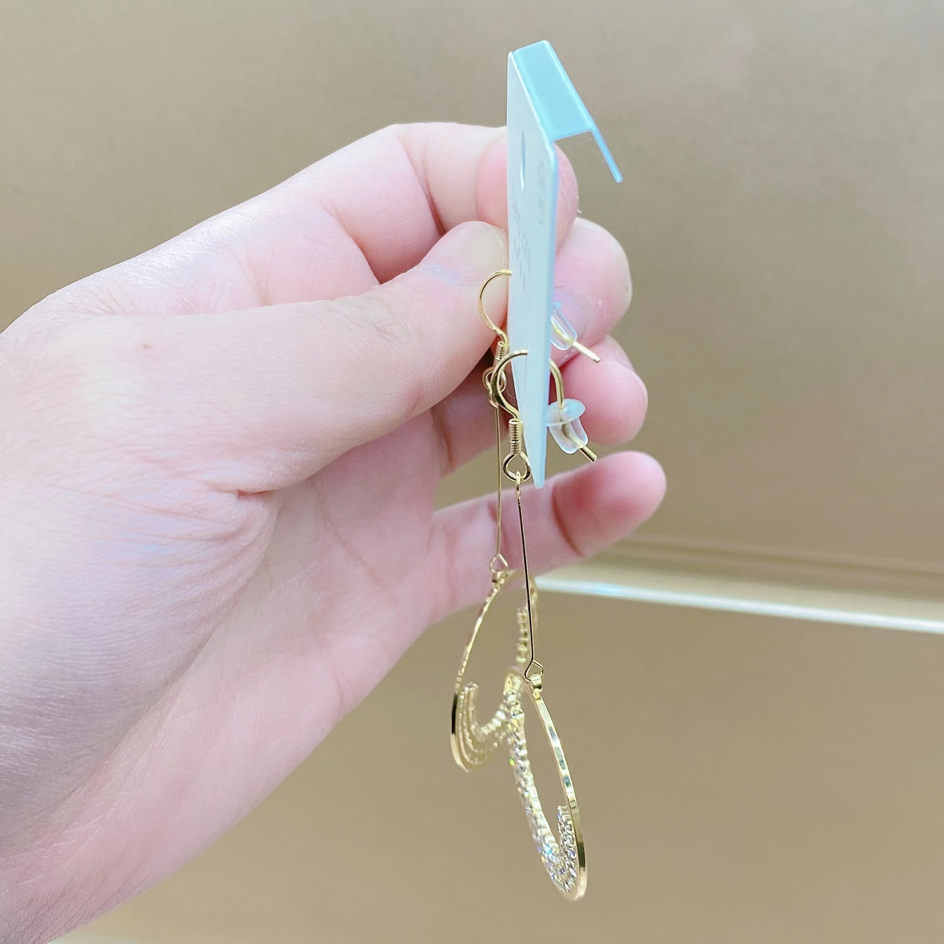 【 Silver Needle 】 Korean-style fringed geometric disc zirconia spliced silver needle earrings, a popular bestseller in live-streaming by Internet celebrities details Picture
