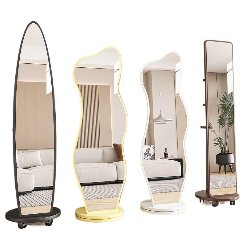全身镜高清不变形家用旋转异形镜客厅落地网红镜立式挂衣架镜白底实物图