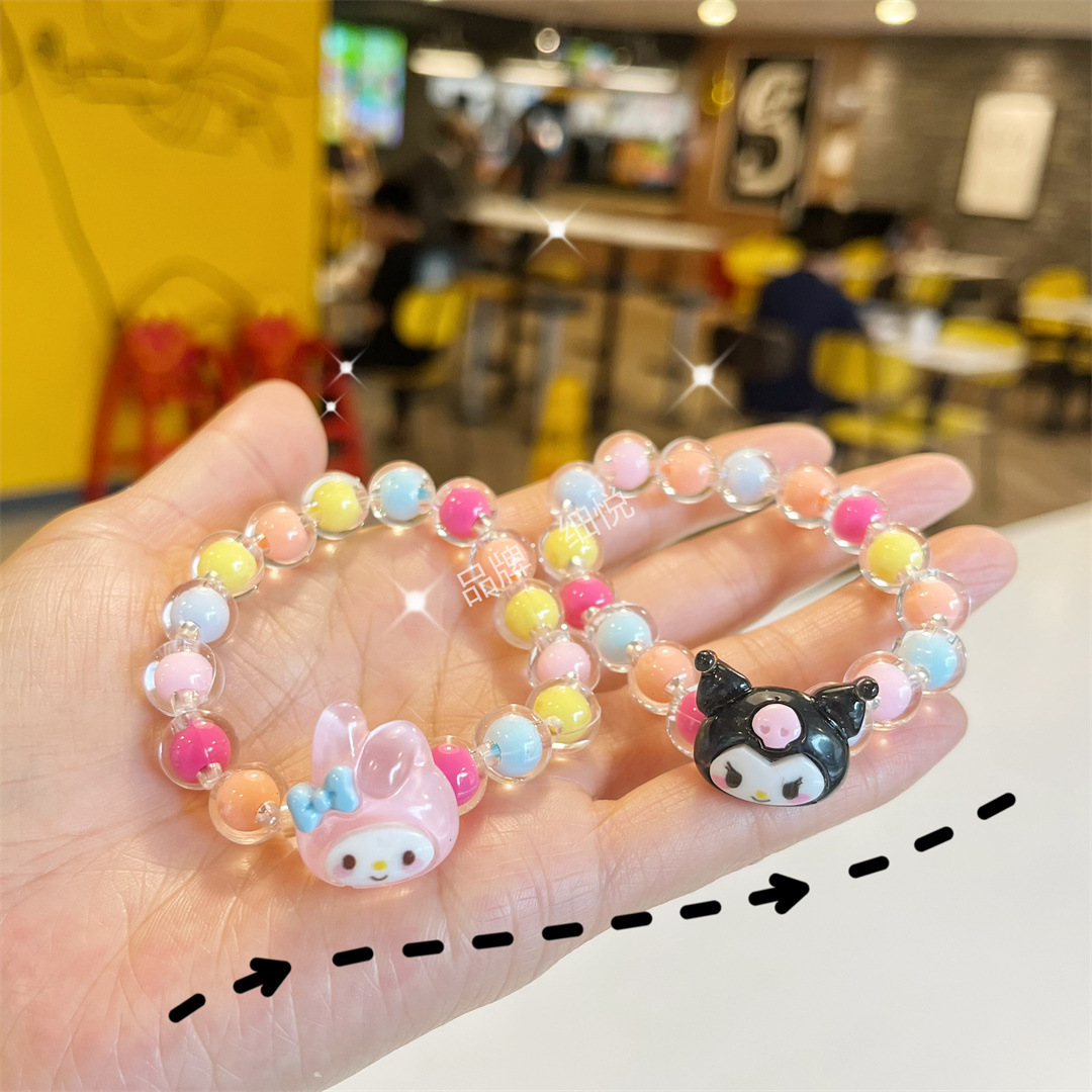 Cross-border hot selling cartoon children's bracelet bracelet Kumomi girls jelly color accessories beaded jewelry girls wholesale Specification drawing