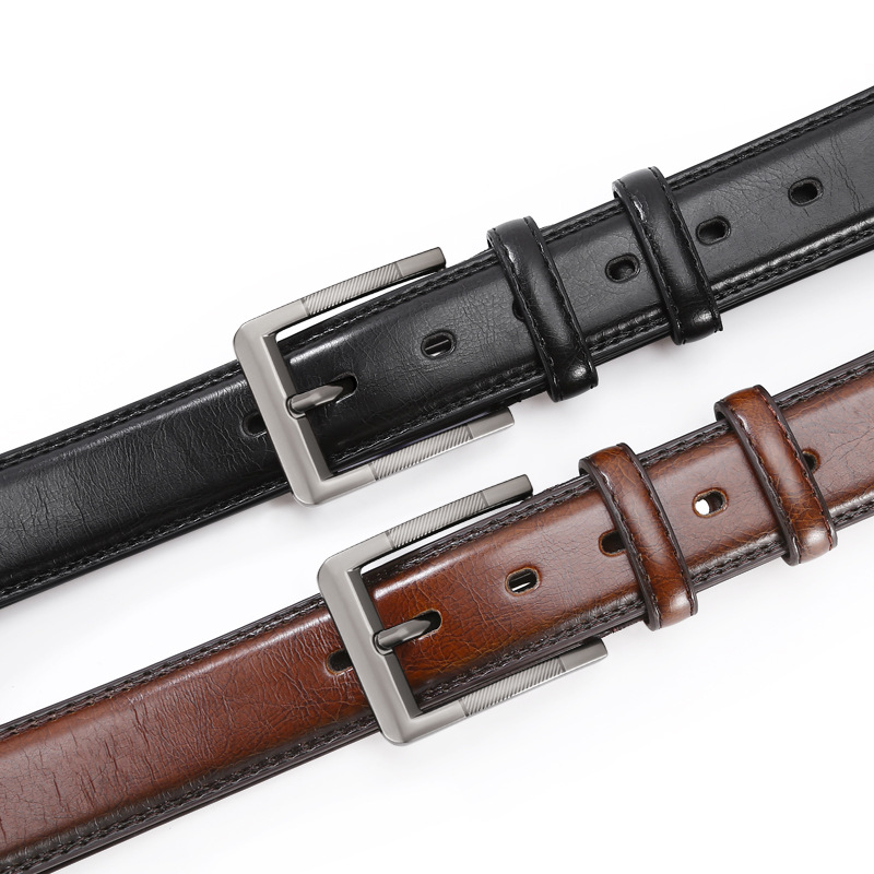 Men's Belt Men's Belt Boys Imitation Cowhide Needle Buckle Belt Middle-Aged Youth Casual Fashion Men's Belt Wholesale Specification drawing