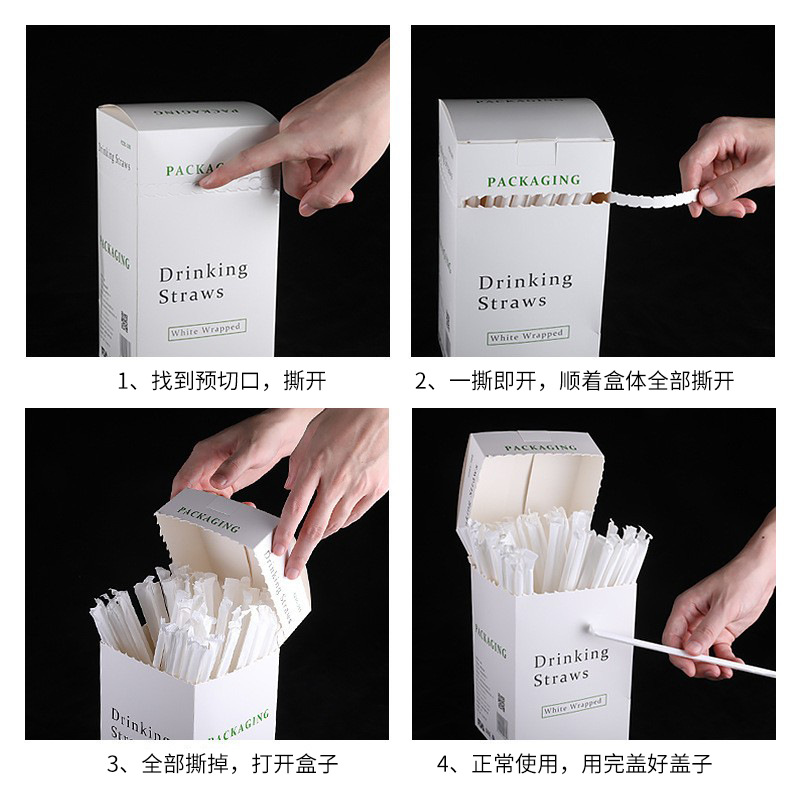 Disposable straws that can be bent and independently packaged, flat-mouthed straws in stock for wholesale, food-grade plastic PP transparent straws details Picture