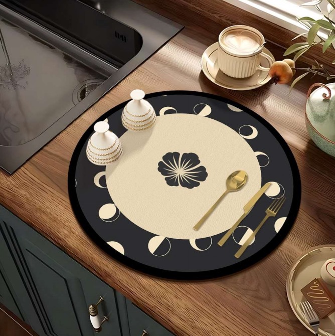 High-grade American retro placemat round absorbent heat insulation anti-ironing table mat bar coaster bowl mat Western placemat thumbnail