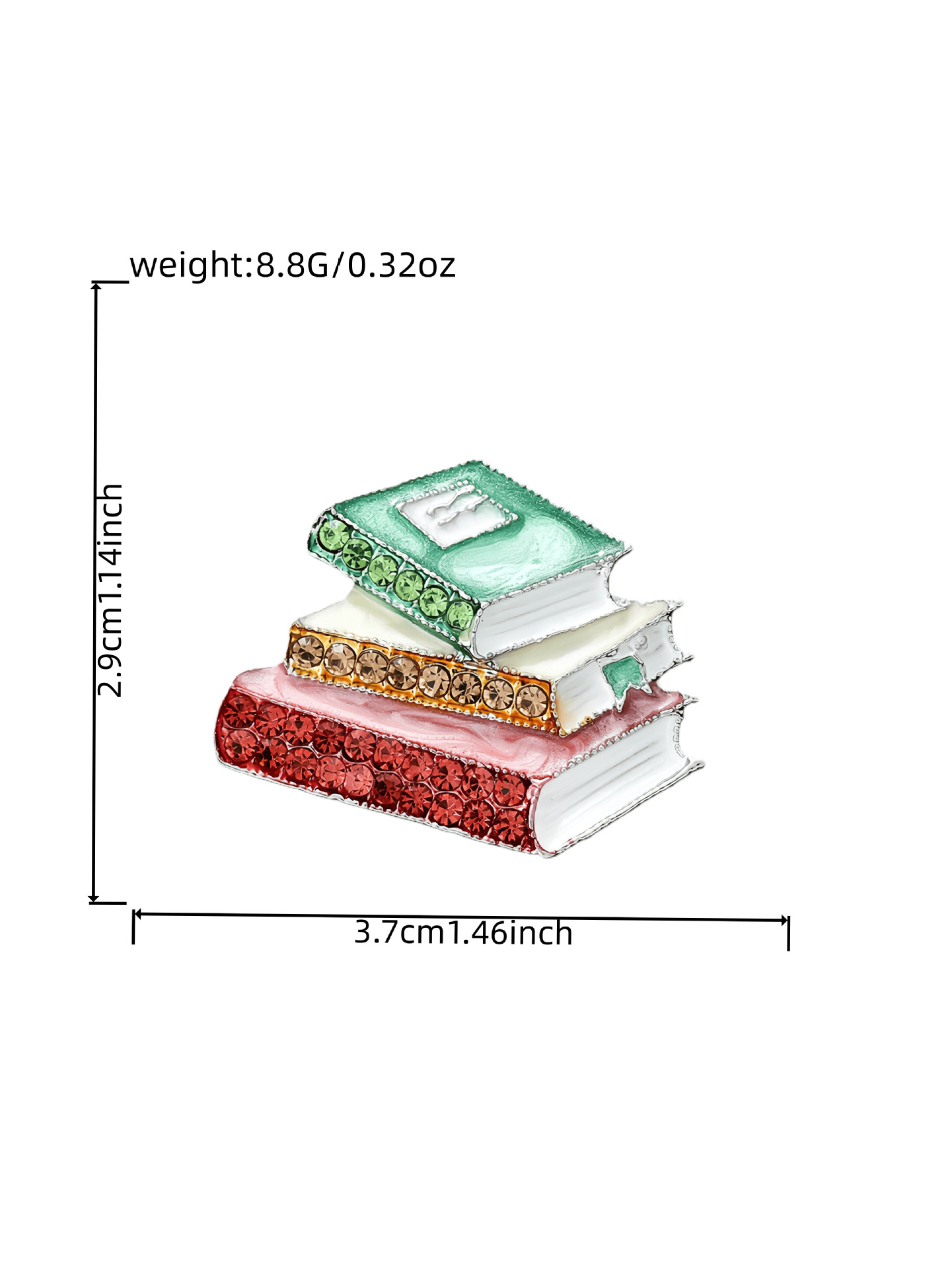 欧美新品珐琅水钻三本书造型胸针男女创意服饰别针工艺品礼品仿真工艺品详情2