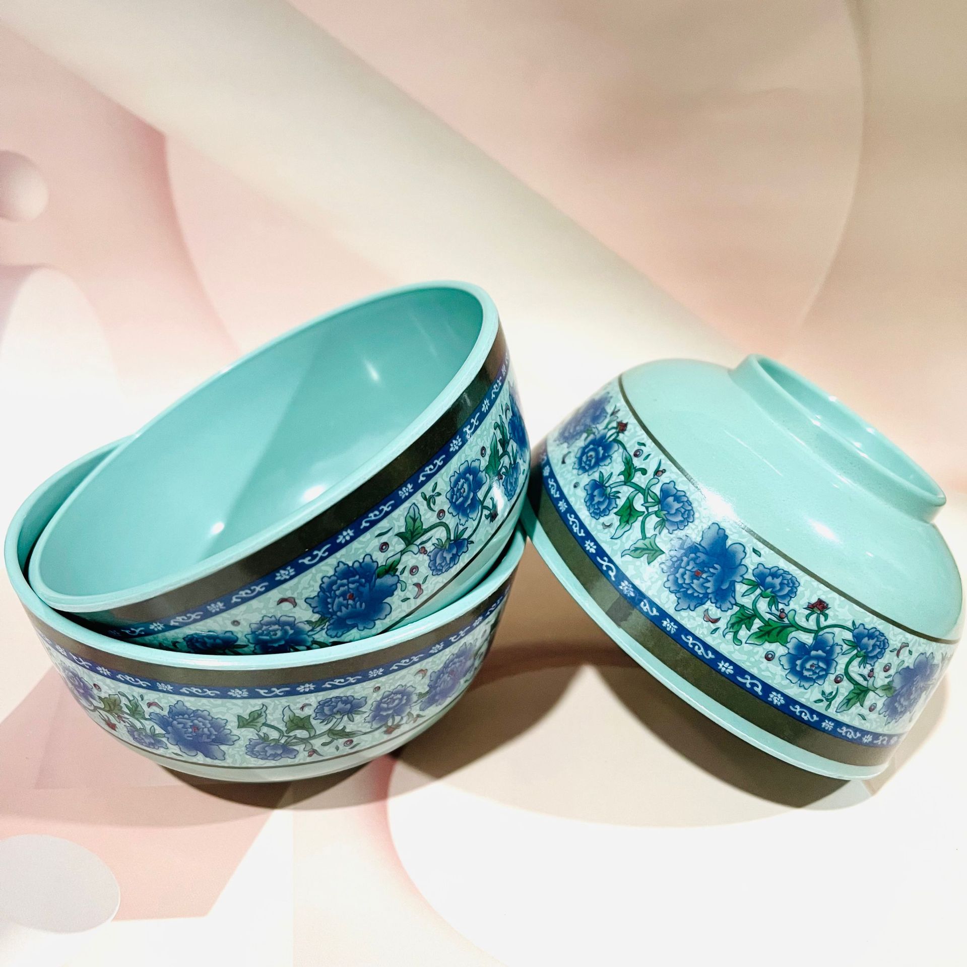 【 Zone 3-10 】B1045 blue and white porcelain bowl 480 yuan per box, blue and white porcelain melamine rice bowl, household, hotel and restaurant, commercial bowl, restaurant and cafeteria bowl, round bowl, wholesale 1 yuan details Picture