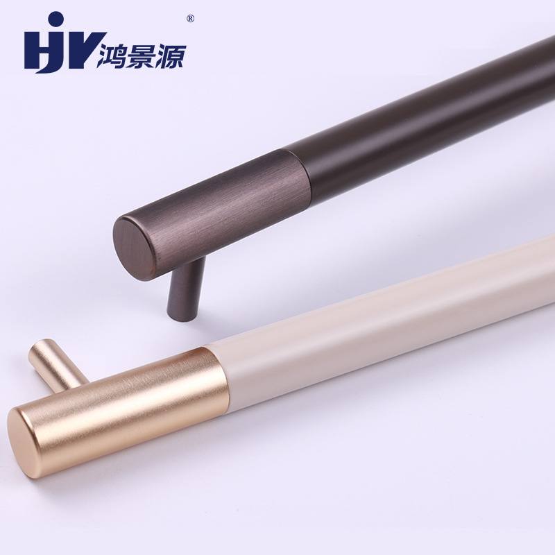Black and white modern light luxury cabinet door handle, aluminum profile hardware furniture handle, drawer and cabinet double-hole long handle Specification image