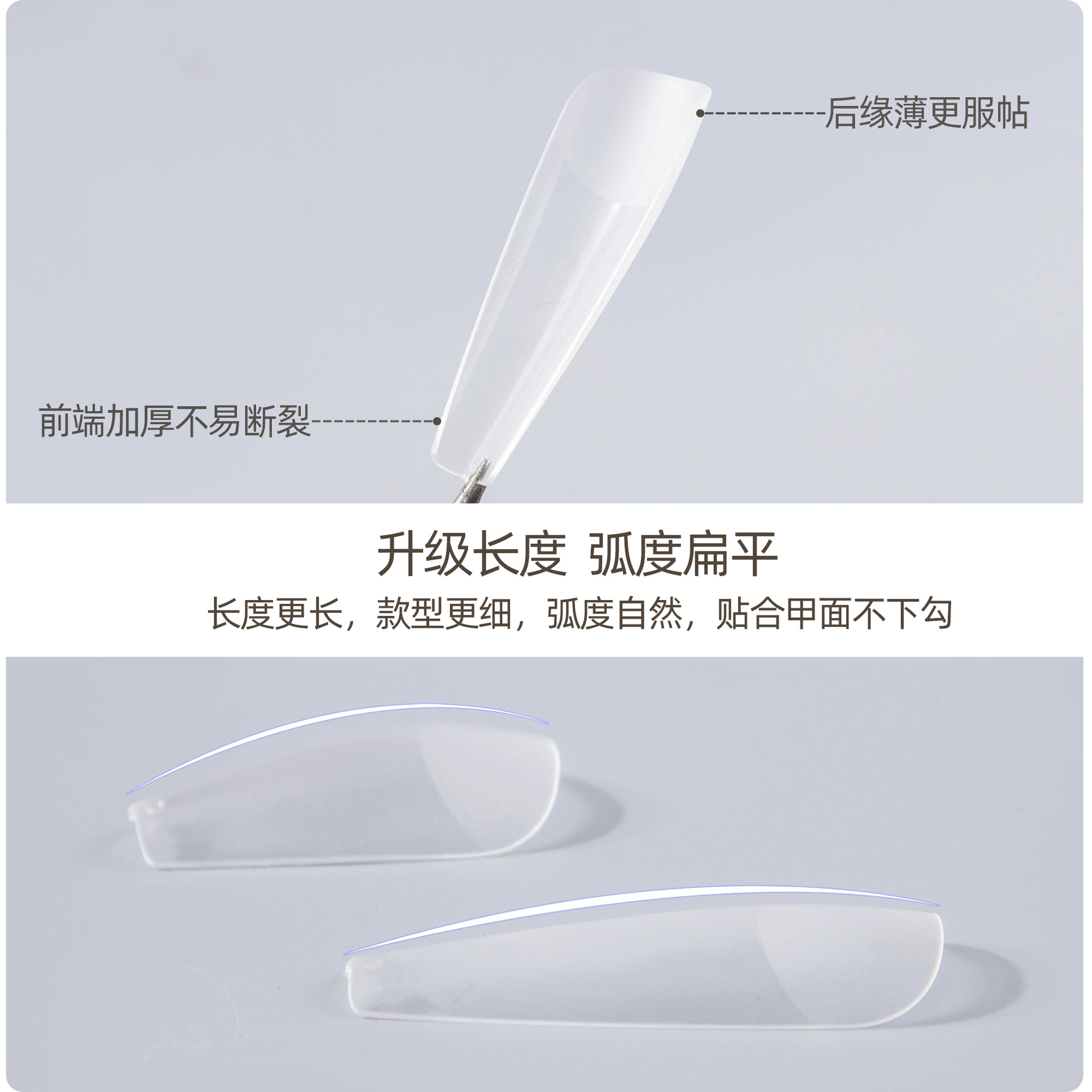 Jieliya Fine Dog Shallow semi-attached trapezoidal pointed nail plates, full and half dual-purpose nail plates, specially designed for nail art Application Scenario