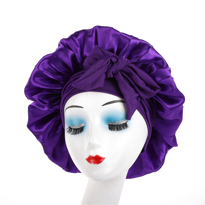 Brand [Sondona] Hair cap, scalp and hair care, Amazon bestseller, adult high-elasticity wide-brimmed colored sleeping cap, bow ribbon round cap, beauty and hair care cap Application Scenario