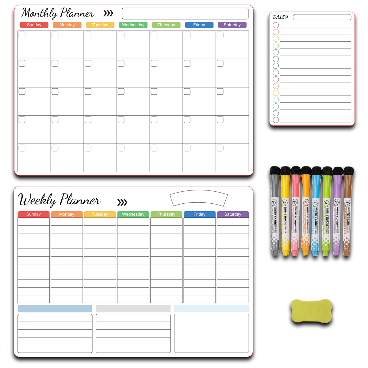 Weekly and monthly schedule, refrigerator stickers, magnetic soft whiteboard calendar stickers, removable erasable message stickers, refrigerator magnetic stickers