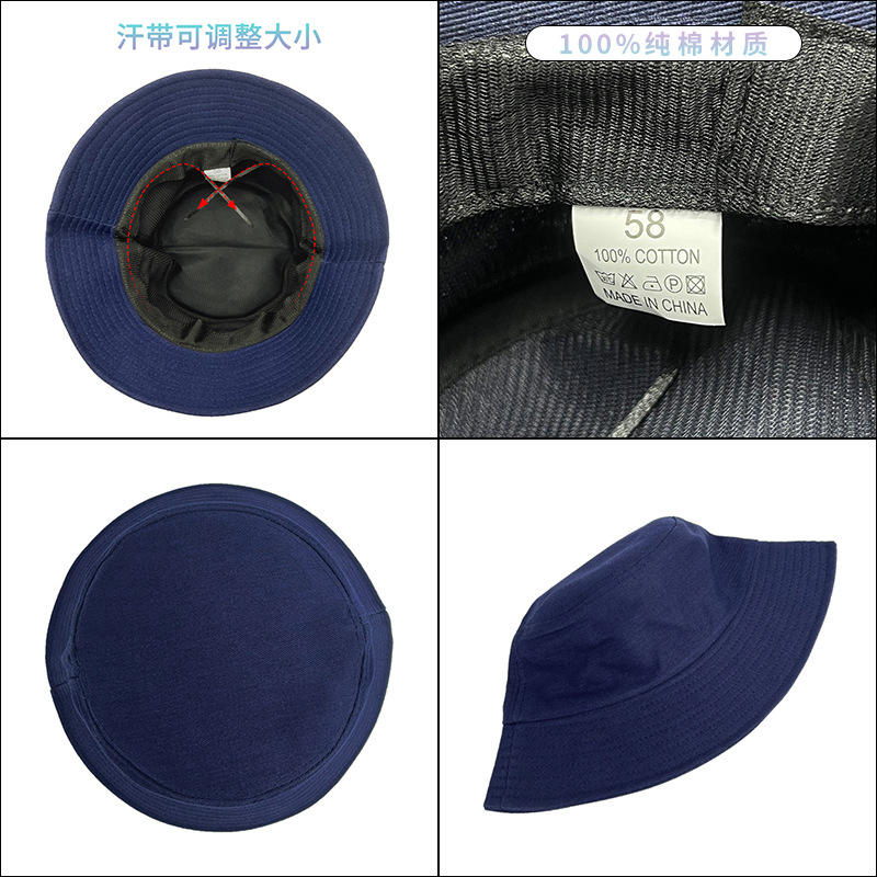 Fisherman's Hat Wholesale Can Print Logo Sunscreen Fishing Bucket Hat Male Solid Color Light Board Pure Cotton Pot Hat Ins Female Specification drawing