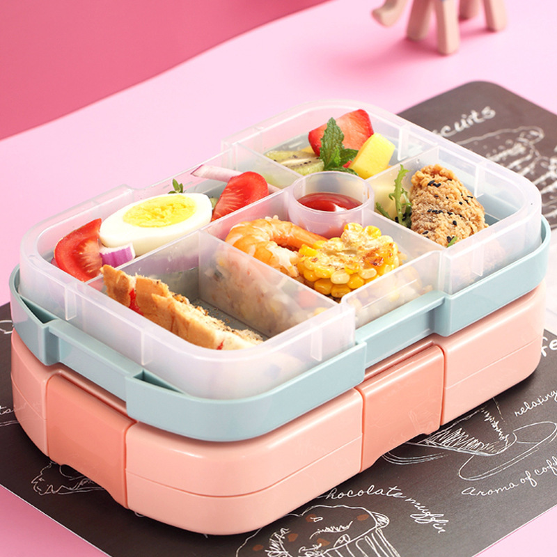 安全PP塑料饭盒/多格儿童餐盒/微波炉加热/学生便当盒/密封保鲜/分格便携产品图