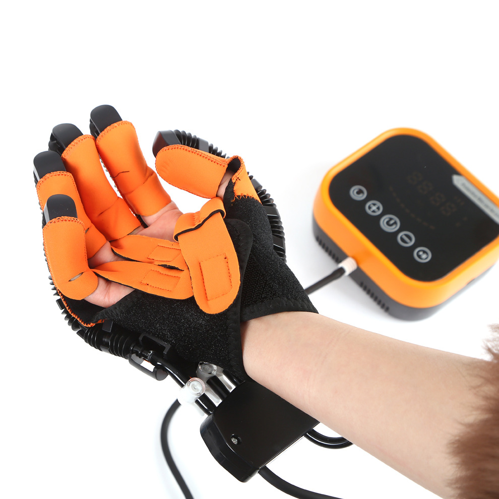 跨境手部全自动智能机器人中风偏瘫器材橙色手指康复手套亚马逊