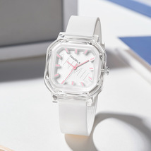 番米拉2023新款韩版小众女士硅胶带学生手表方形时尚简约石英表