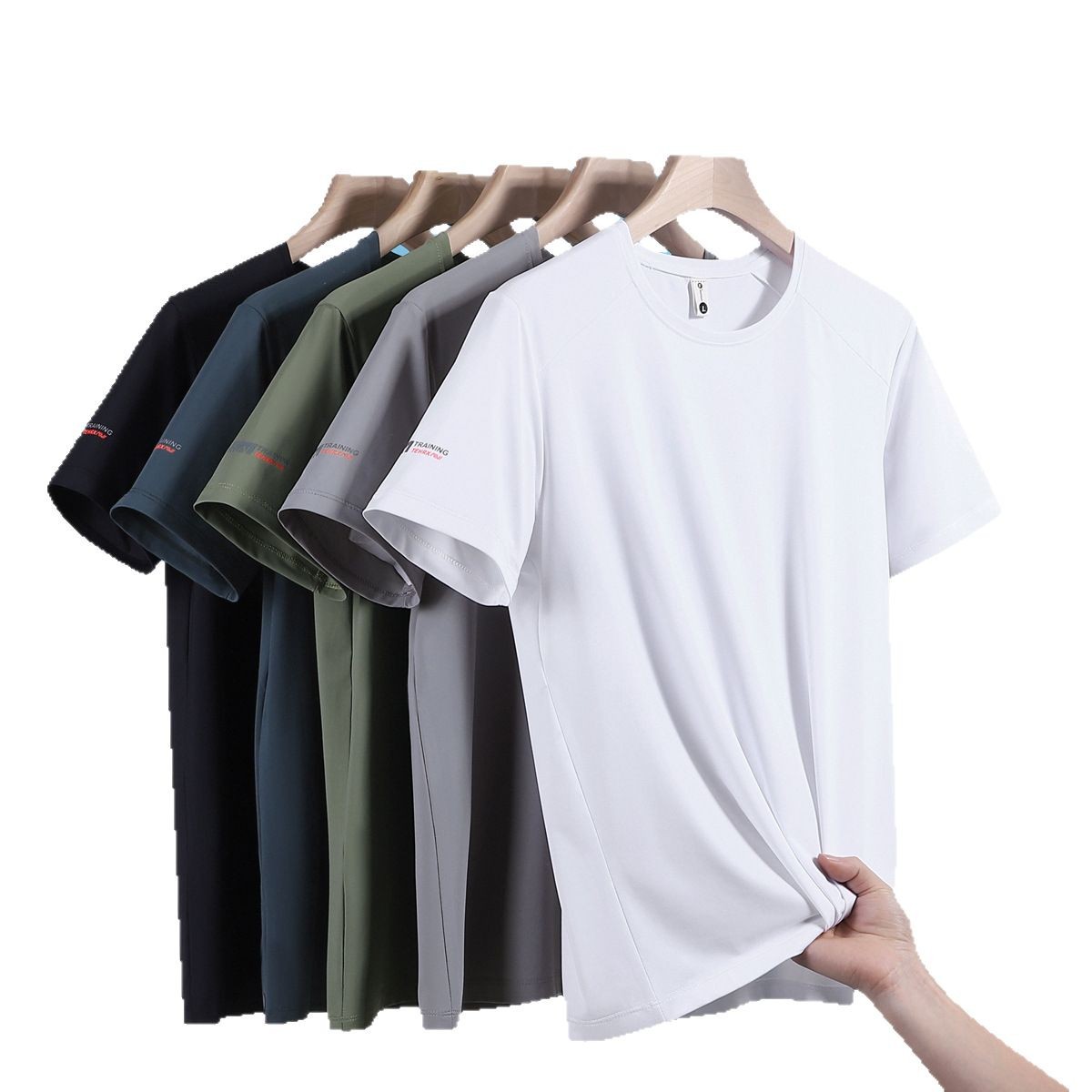 Large-sized short-sleeved men's summer loose and thin half-sleeved T-shirt, fat men's clothing for adding weight and men's ice silk clothes Item Picture