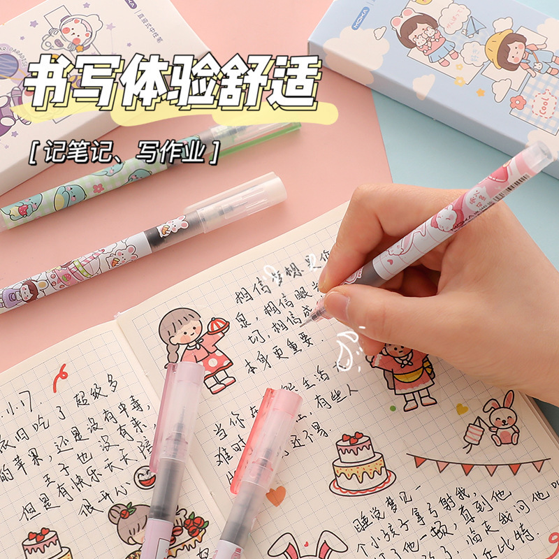 Cartoon Direct Liquid Neutral Pen Box Large Capacity Signature Pen Set Students Brush Questions Note Number Pen Wholesale details Picture
