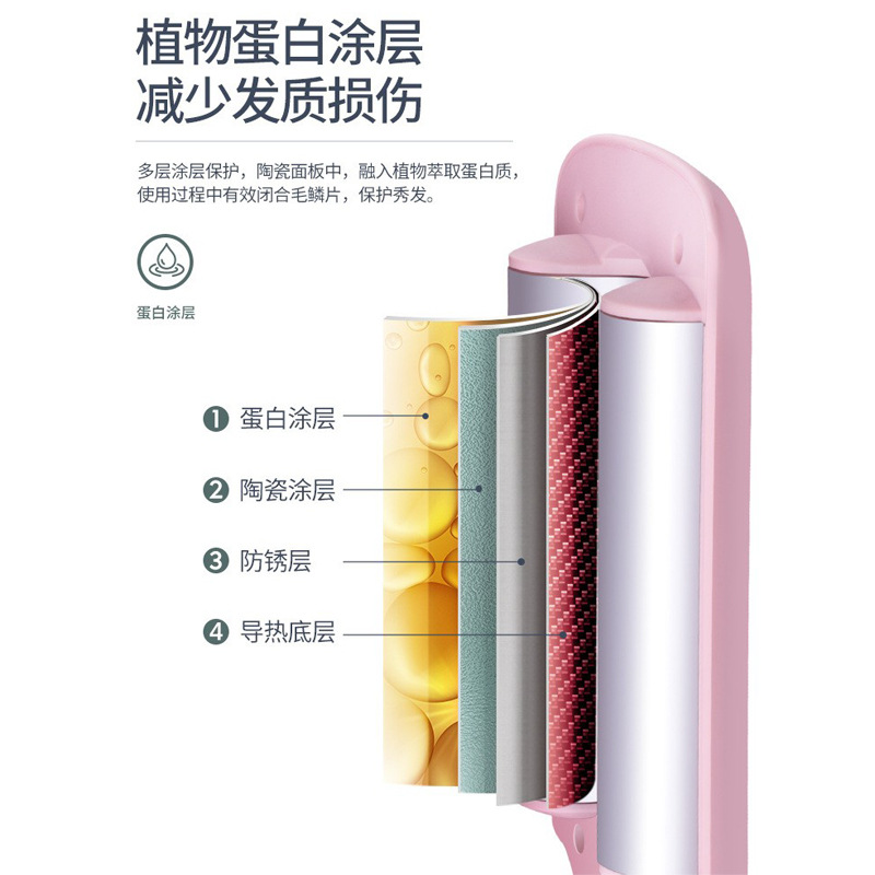 Oakes Egg Roll Head Curling Iron Water Ripple Wave Corn Perm Sandwich Plate Chicken Cake Large Roll Short Electric Curling Iron Specification drawing