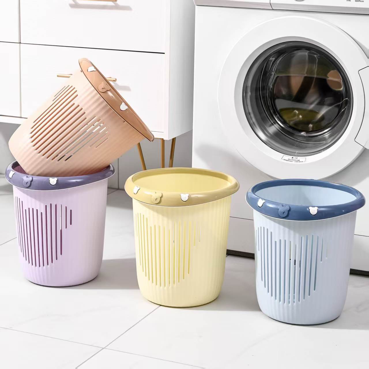 Wholesale cute cartoon thickened and enlarged household trash cans, living room, bathroom, kitchen, bedroom wastebaskets, factory direct sales full figure