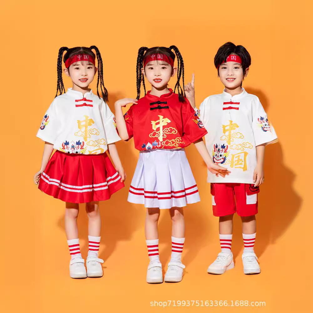 国潮六一儿童节表演服装小学生运动会班服幼儿园汉服国风啦啦队演出服