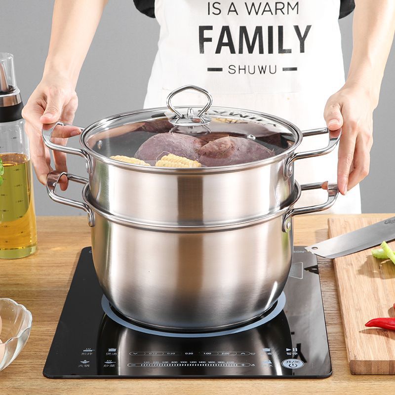 Chaozhou Hufa Stainless Steel Set Cookware wholesale, double-bottom cross-border ten-piece set, small milk pot, large capacity soup pot Specification image