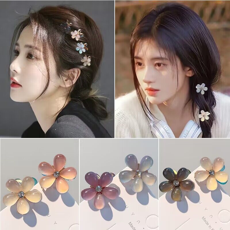 Korean Rhine-Diamond Cat-Eye Bangs Clip Forehead Temperament Clip Small Super Fairy Flower Lady Clip Hair Clip Side details Picture