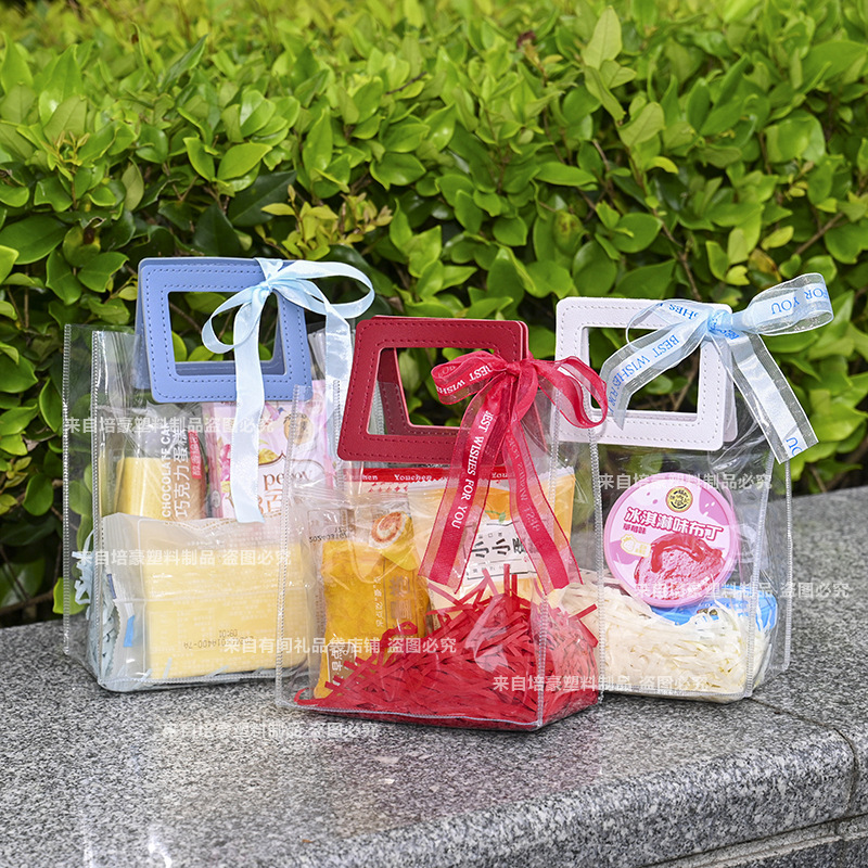 In-stock popular gifts, transparent tote bags, ins gifts, souvenir bags, PVC wedding candies, plastic packaging bags details Picture