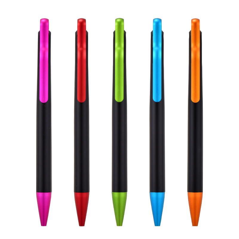 Can Print Logo Plastic Promotional Pen Press Color Rod Ballpoint Pen Wholesale Simple Creative Small Gift Manufacturers Supply Item Picture