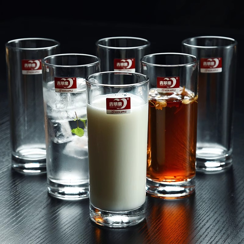 Cylindrical glass cup set, thickened transparent tea cups, home, hotel, bar, KTV glass water cups, washbasin straight cups details Picture